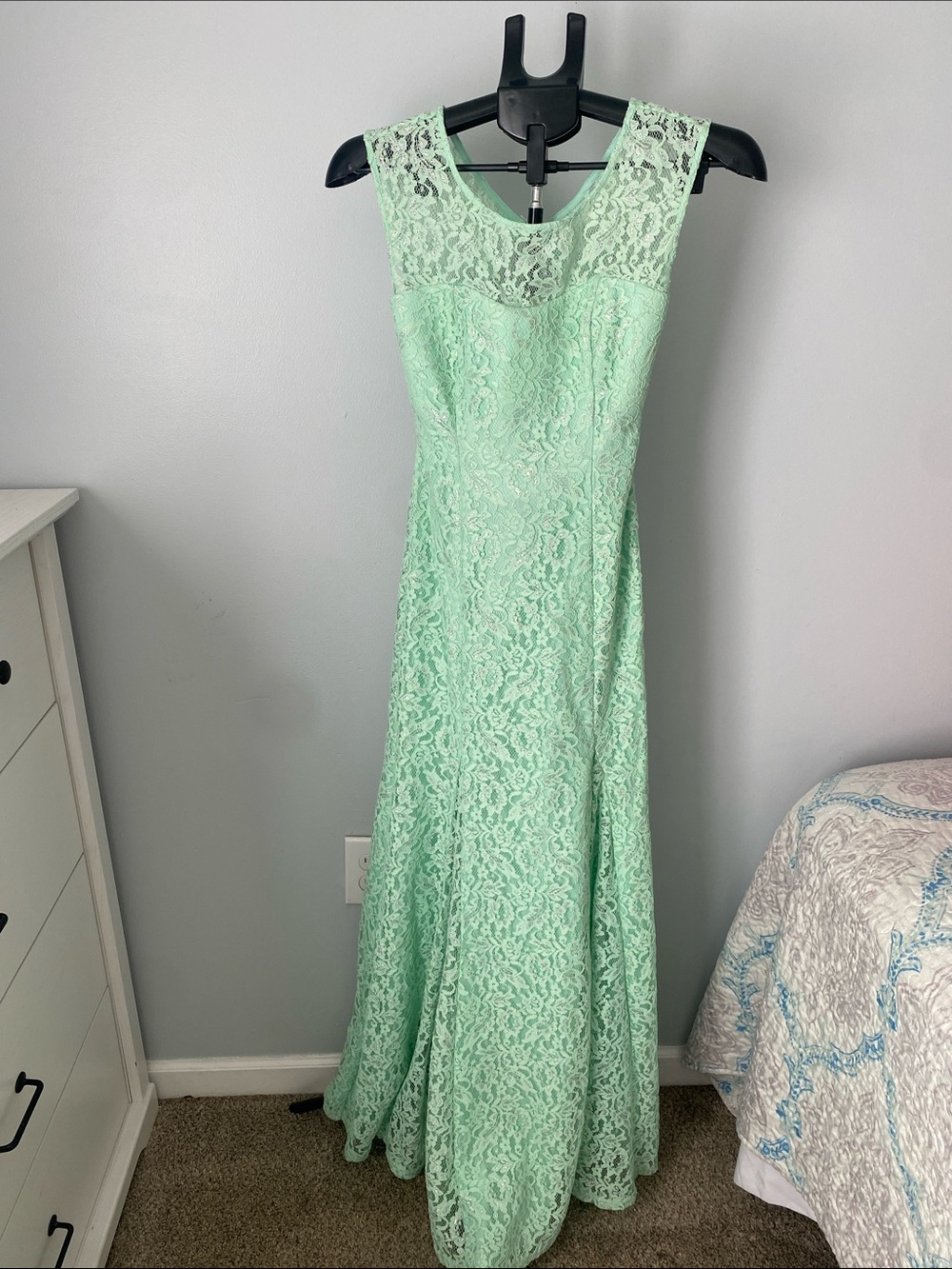 Sequin Hearts Mint Lace Maxi Dress